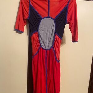 Colorblock Dress with Red and Blue Accents